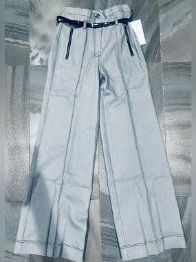 90’s Randolph Duke Light Gray Wide-Leg Belted Pants